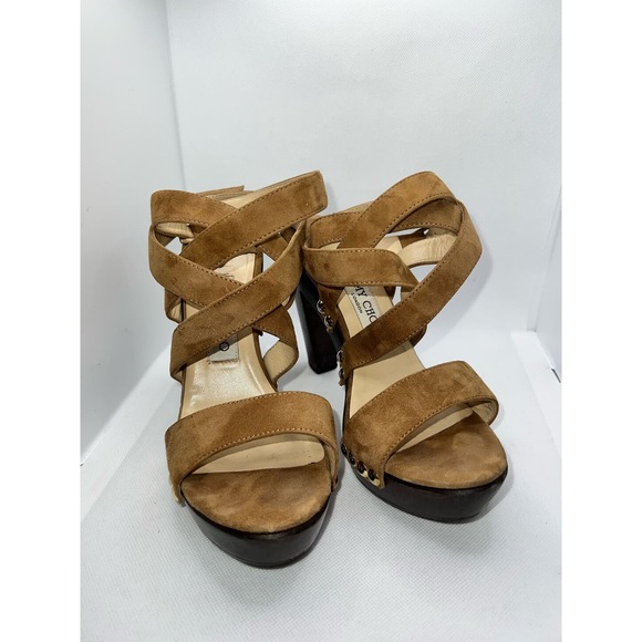 Jimmy Choo Suede Boho Hippy Strappy Heels Box and Dust bag Sandal Luxury Shoes - Picture 15 of 16